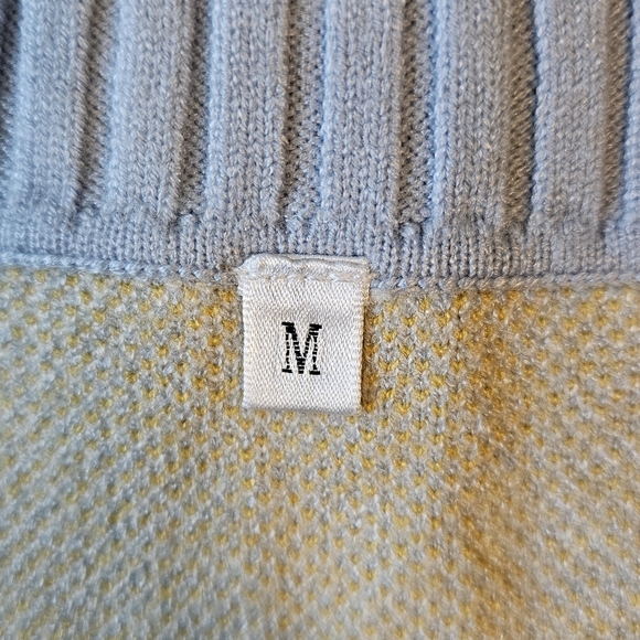 Women's Blue Daisy Knit Collared Sweater Vest Cap Sleeve V-Neck Pullover - Picture 9 of 12